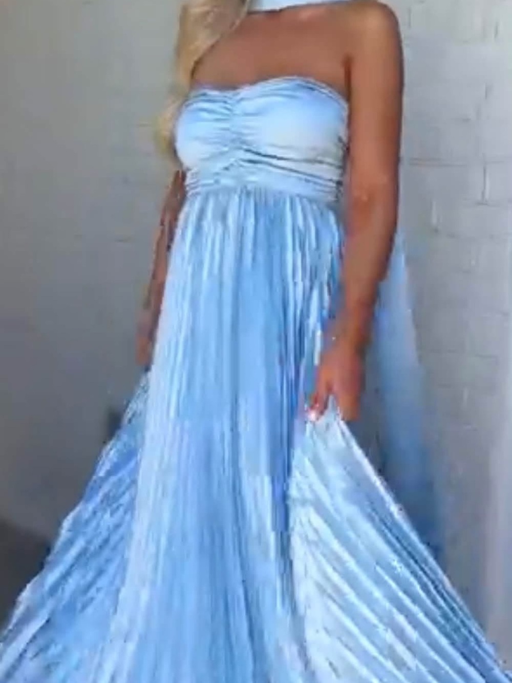 Long chiffon bridesmaid dress in light blue